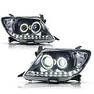 Farol Hilux em Led Máscara Negra Angel Eyes 2009 2010 2011 — detalhe