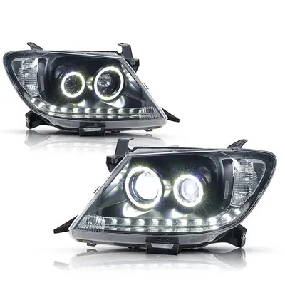 Farol Hilux em Led Máscara Negra Angel Eyes 2009 2010 2011