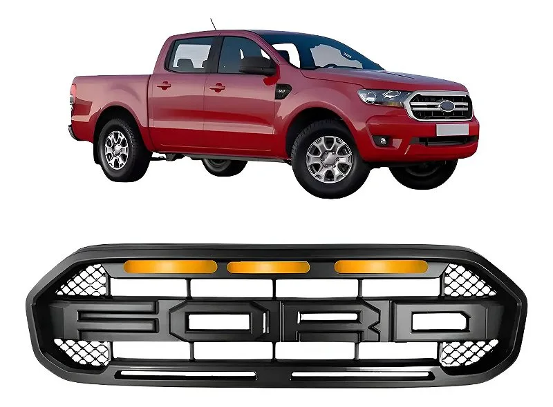 Grade Frontal Ford Ranger Raptor 2020 a 2023 LED Amarelo - Imagem 1