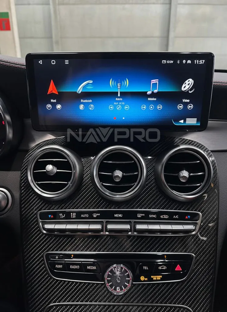 Central Multimídia Octacore PRO Luxury para Mercedes-Benz C180 15-19 10.25" com tecnologia QLED