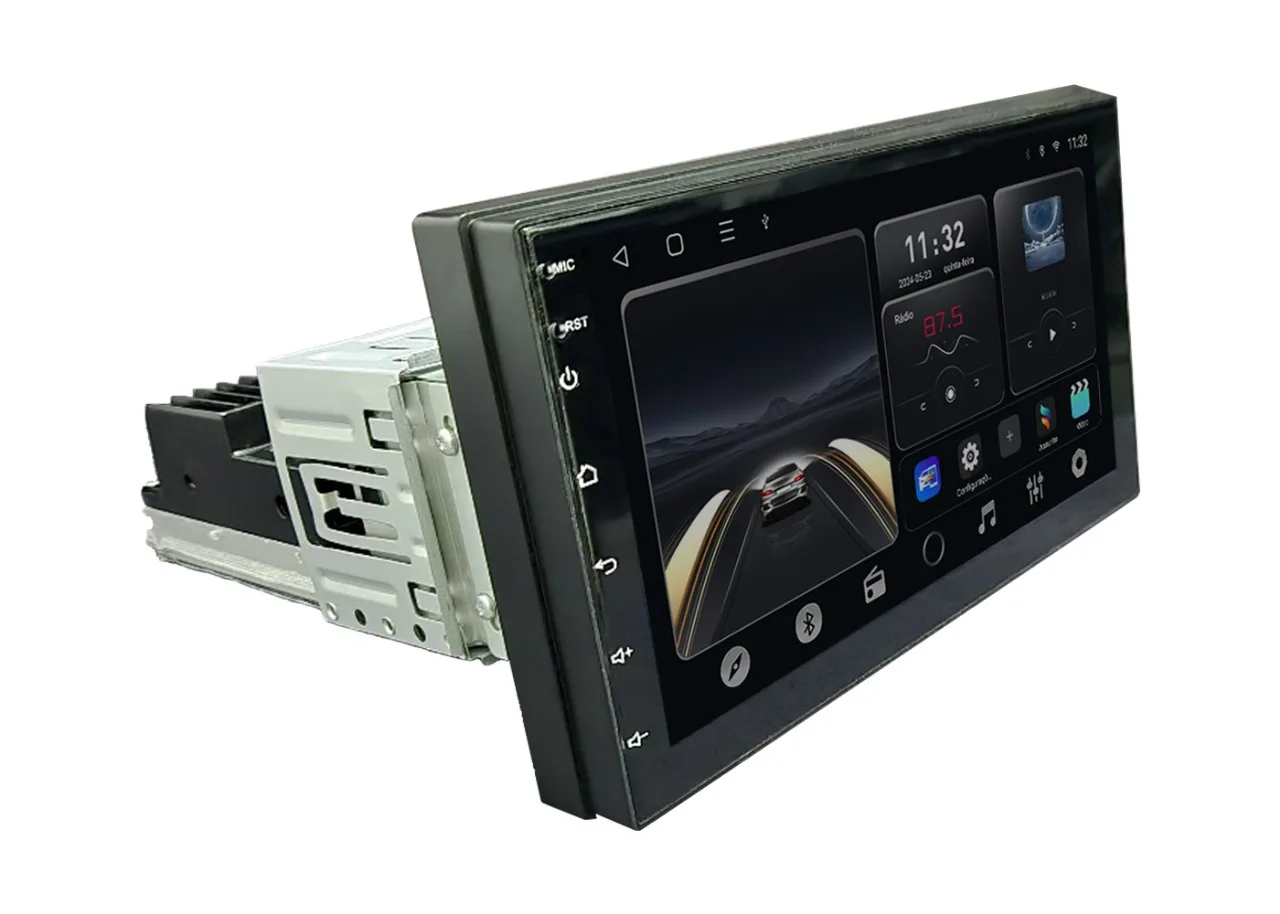 Central Multimídia 1din OCTACORE PRO UNIVERSAL Tela QLED IPS NAVPRO Carplay + Android Auto sem fio