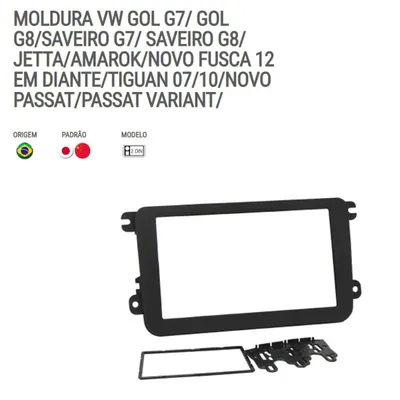 Moldura P/Mídia Gol G7/Saveiro G7/Jetta 7″ Black*