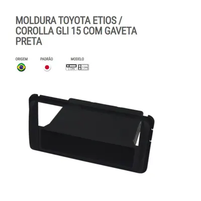 Moldura P/Mídia Corolla 15 GLI/Etios 6.8 ” Preta