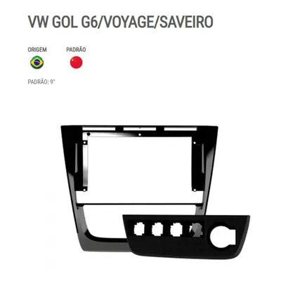 Moldura P/Mídia Gol G6/Saveiro/Voyage 9″ Preto*