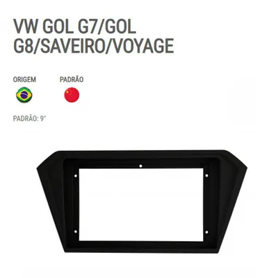 Moldura P/Mídia Gol G7/Saveiro/Voyage 9″ Preto*