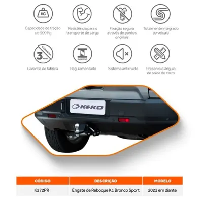 Engate Removível Bronco Sport 22/ 900 Kg Completo* — detalhe