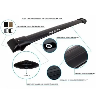 Travessa P/Longarina Duster/Oroch 21/ Preta Larga* — detalhe